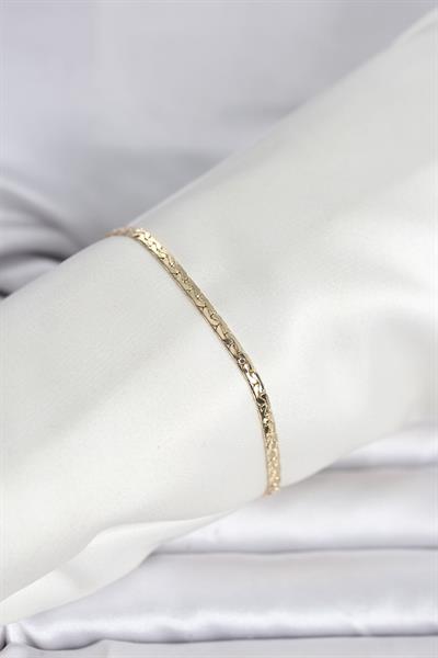 14K Gold Renk Yassı Ezme Zincir Model Kadın Bileklik - PRT3500EB10348