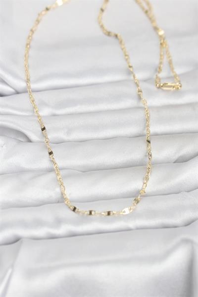 14K Gold Renk Yassı Gemici Zincir Model 60cm Kadın Kolye - PRT3500EB10293