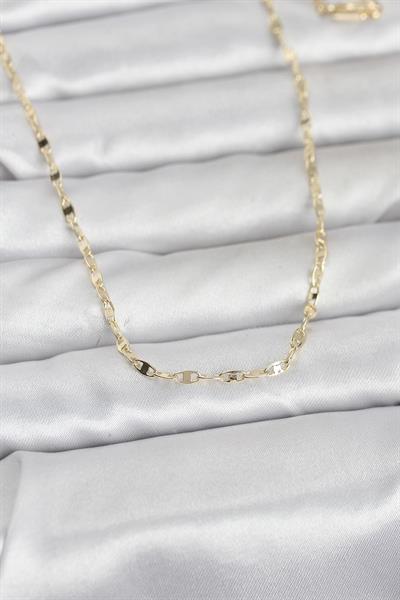 14K Gold Renk Yassı Gemici Zincir Model 60cm Kadın Kolye - PRT3500EB10293