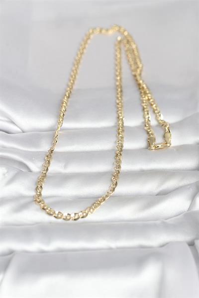 14K Gold Renk Yassı Oval Zincirli Model 60cm Kadın Kolye - PRT3500EB10315