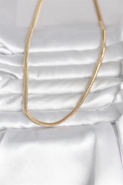 14K Gold Renk Yassı Yılan Zincir Model 45cm Kadın Kolye - PRT3500EB10331