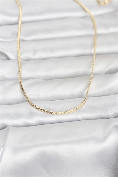 14K Gold Renk Yassı Zincir Model 60cm Kadın Kolye - PRT3500EB10291