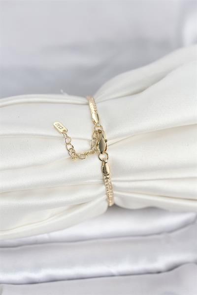 14K Gold Renk Yassı Zincir Model Kadın Bileklik - PRT3500EB10347