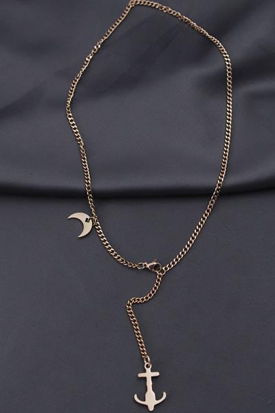 Çelik Rose Renk Çapa Tasarımlı Kadın Kolye - PRT3500EB00110