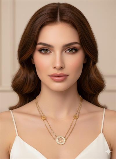Çeyrek Takmalı  Çelik Kolye (Gold)  0106174