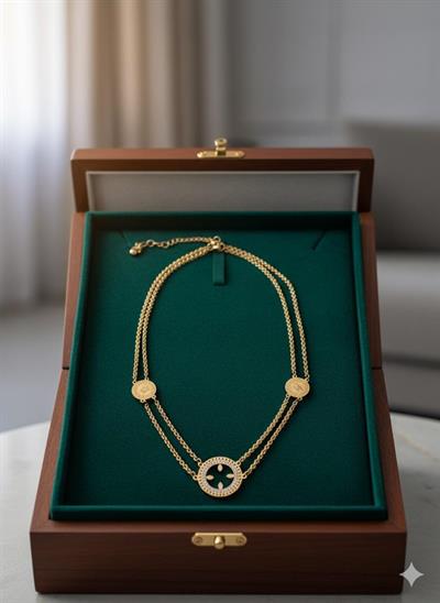Çeyrek Takmalı  Çelik Kolye (Gold)  0106174