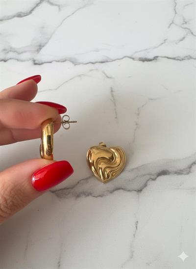 Favori Kalpli Çelik Küpe KP404 (Gold)