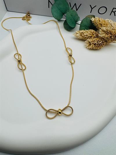 Fiyonk Model Çelik Kolye (Gold) 0106301