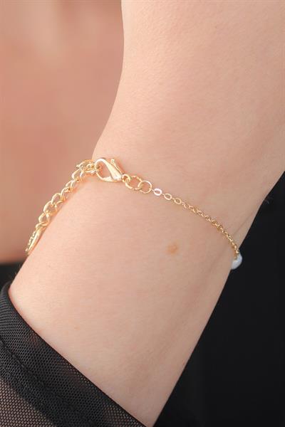 Gold Renk İnci Boncuk Model Kadın Bileklik – PRT3500EB00351