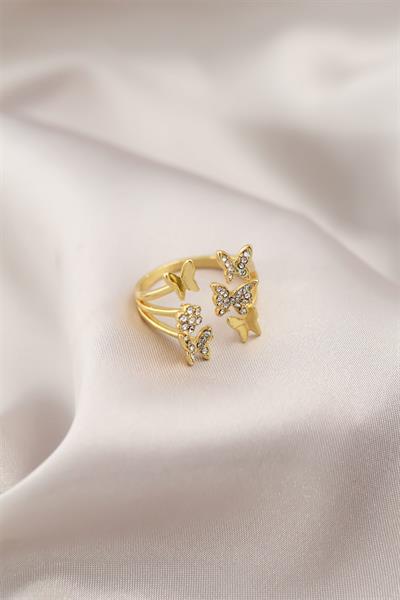Gold Renk Metal Kelebek Model Kadın Yüzük - PRT3500EB00132