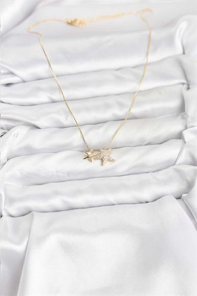Gold Renk Pirinç Minimal Yıldız Model Kadın Kolye – PRT3500EB09785