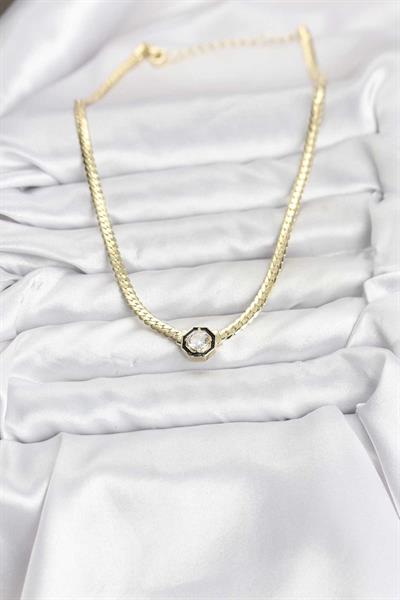 Gold Renk Pirinç Zirkon Taşlı Kadın Kolye – PRT3500EB09782