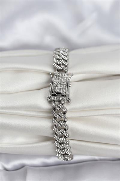 Gümüş Renk Pirinç Cuba Chain Gurmet Bileklik – PRT3500EB09810
