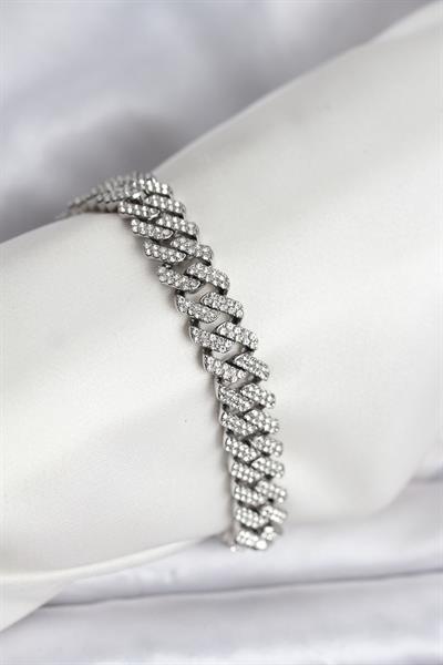 Gümüş Renk Pirinç Cuba Chain Gurmet Bileklik – PRT3500EB09810