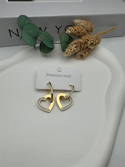 Kalpli Çelik Küpe (Gold) Kp465