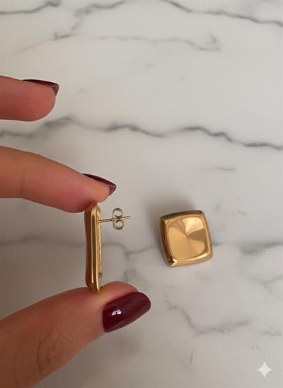 Kare Çelik Küpe (Gold) Kp337