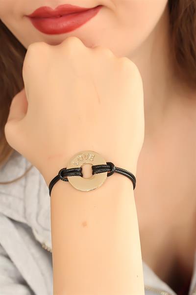 LOVE (Aşık) Siyah Deri İpli Unisex Mood Bileklik – PRT3500EB09129