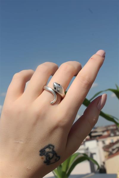 Metal Yılan Figürlü Ayarlamalı Antik Yüzük - PRT3500EB05054