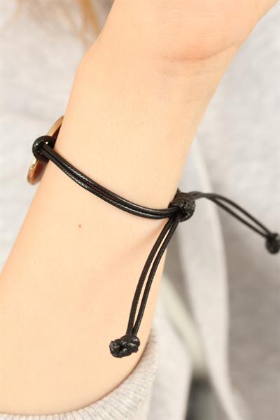 OKAY (İyi) Siyah Deri İpli Unisex Mood Bileklik – PRT3500EB00054