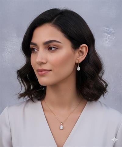 Pandora Çelik Kolye ve Küpe (Gold) 0106334