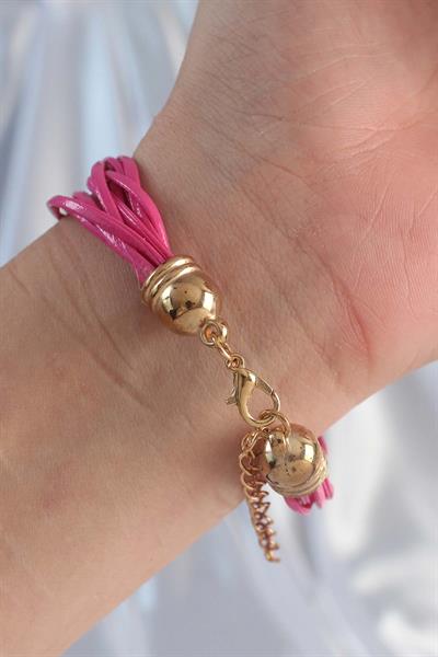 Pembe Renk Zirkon Taşlı İpli Çoklu Bileklik – PRT3500EB02379