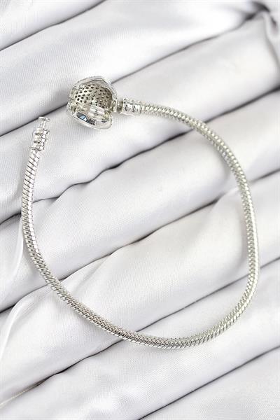 Pirinç Charm Zirkon Taşlı Kalp Model Gümüş Renk Kadın Bileklik – PRT3500EB08664