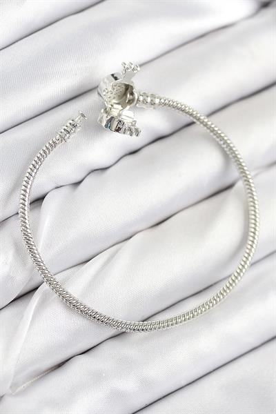 Pirinç Charm Zirkon Taşlı Taç Model Gümüş Renk Kadın Bileklik – PRT3500EB08663