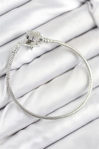 Pirinç Charm Zirkon Taşlı Yıldız Model Gümüş Renk Kadın Bileklik – PRT3500EB08665