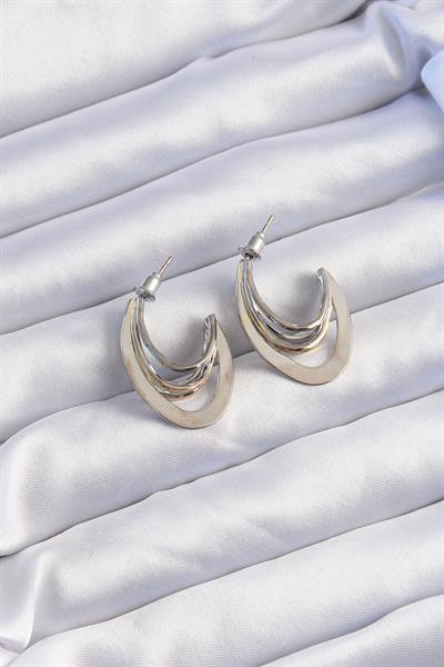 Pirinç Gold Gümüş Renkli Düz Plaka Halka Küpe – PRT3500EB01949