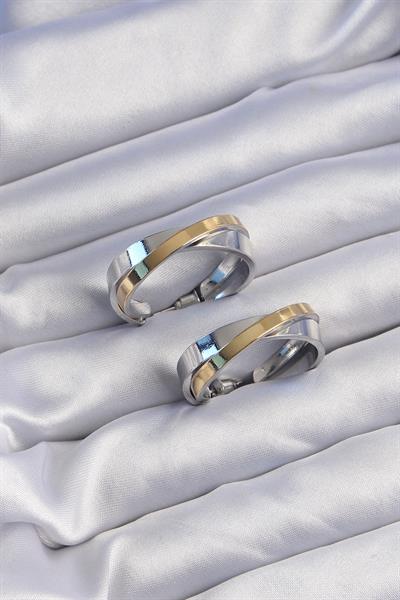 Pirinç Gold Gümüş Renkli Halka Küpe - PRT3500EB01944