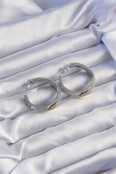 Pirinç Gold Gümüş Renkli Halka Küpe - PRT3500EB01944