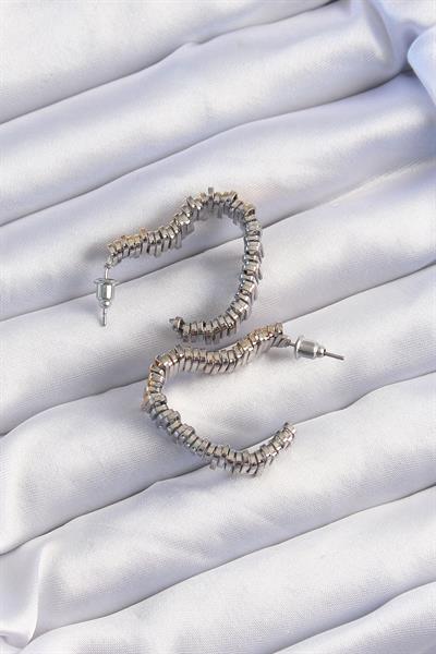 Pirinç Gold Gümüş Renkli Tırtıklı Kalp Küpe – PRT3500EB01947