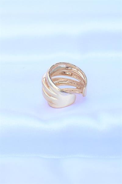 Pirinç Gold Renk Ayarlanabilir Tırtıklı Bombe Yüzük - PRT3500EB01591
