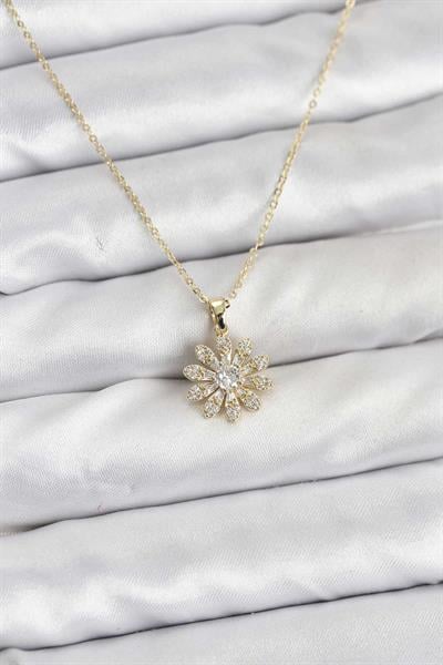 Pirinç Gold Renk Çiçek Model Kadın Kolye – PRT3500EB09795