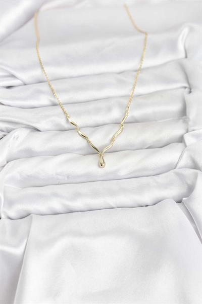 Pirinç Gold Renk Damla Model Kadın Kolye - PRT3500EB09790