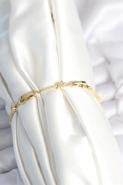 Pirinç Gold Renk Halley Yıldız Model Kadın Bileklik - PRT3500EB09115