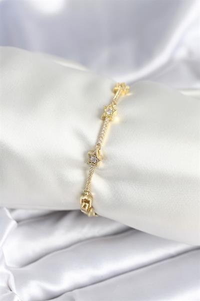 Pirinç Gold Renk Halley Yıldız Model Kadın Bileklik - PRT3500EB09115