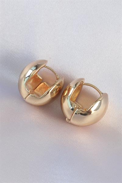Pirinç Gold Renk İçi Boş Minimal Topçuk Küpe – PRT3500EB01532