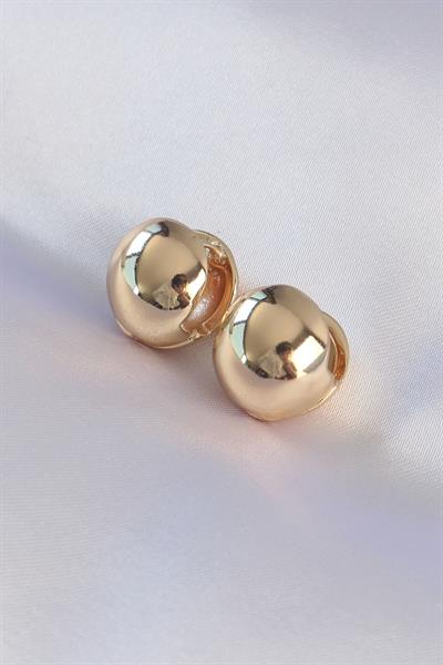 Pirinç Gold Renk İçi Boş Minimal Topçuk Küpe – PRT3500EB01532