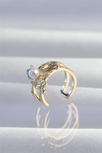 Pirinç Gold Renk İncili Ahtapot Earcuff Küpe – PRT3500EB02051