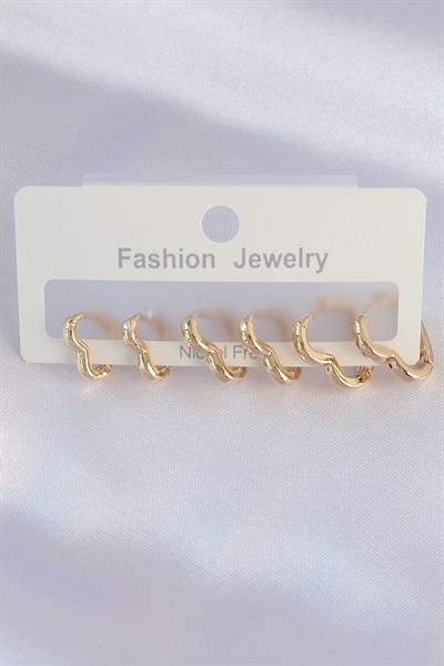 Pirinç Gold Renk Kalp Model Küpe Seti – PRT3500EB01540