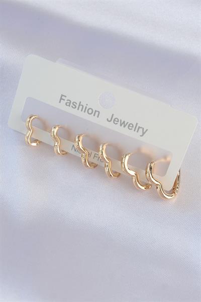 Pirinç Gold Renk Kalp Model Küpe Seti – PRT3500EB01540