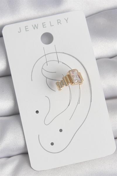 Pirinç Gold Renk Kare Zirkon Taşlı Kadın Kıkırdak Küpe – PRT3500EB06069