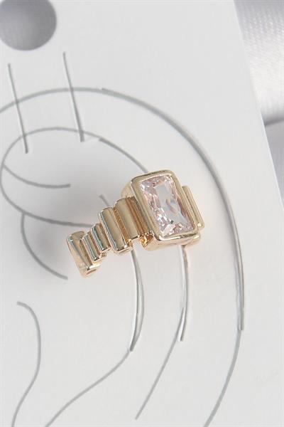 Pirinç Gold Renk Kare Zirkon Taşlı Kadın Kıkırdak Küpe – PRT3500EB06069