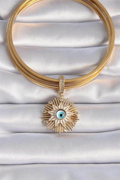 Pirinç Gold Renk Nazar Boncuklu Saçaklı Yıldız Figür Ajda Charm – PRT3500EB02677