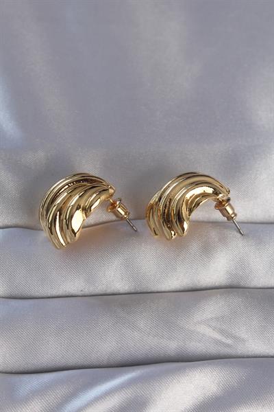 Pirinç Gold Renk Tırtıklı Bombe Model Küpe – PRT3500EB01743