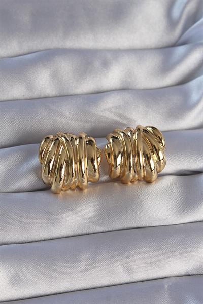 Pirinç Gold Renk Tırtıklı Bombe Model Küpe – PRT3500EB01743