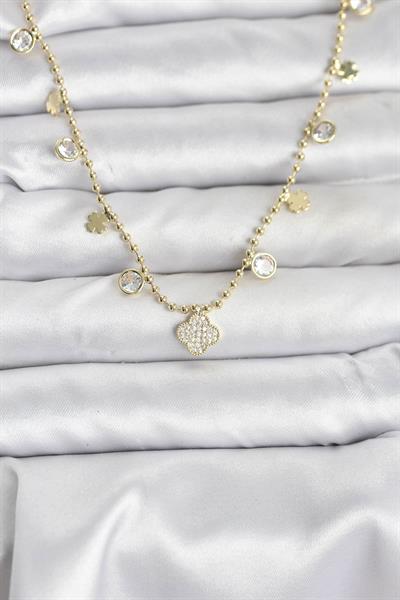 Pirinç Gold Renk Yonca Model Kadın Kolye – PRT3500EB09386