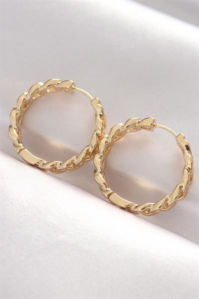 Pirinç Gold Renk Zincir Model Halka Küpe – PRT3500EB01518
