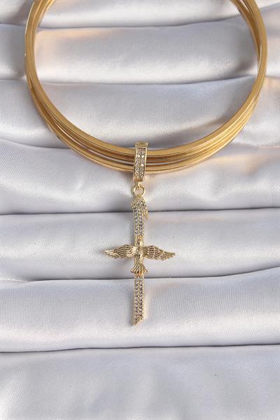 Pirinç Gold Renk Zirkon Taş Detaylı Elif Model Anka Kuşu Figür Ajda Charm – PRT3500EB02676